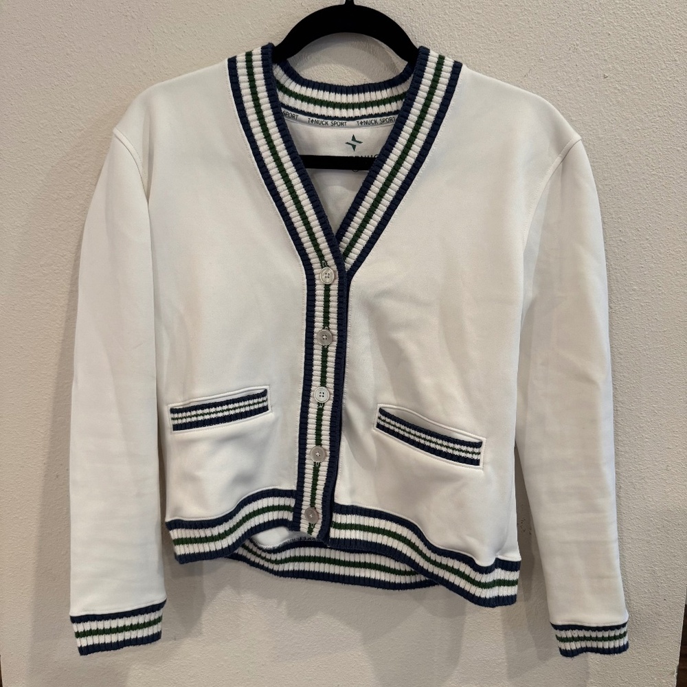 Tuckernuck Sport White Cardigan Sweater XS